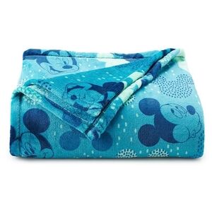 The Big One Disney Mickey Mouse Heads Face Blanket Oversized Plush Throw Blue